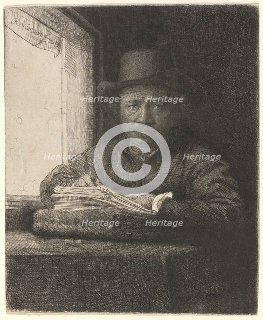 Self-Portrait Drawing at a Window, 1648. Creator: Rembrandt Harmensz van Rijn.