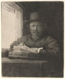 Self-Portrait Drawing at a Window, 1648. Creator: Rembrandt Harmensz van Rijn