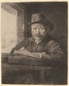 Self-Portrait Drawing at a Window, 1648. Creator: Rembrandt Harmensz van Rijn