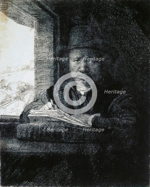 'Self-Portrait Drawing by a Window', 1648.  Artist: Rembrandt Harmensz van Rijn    