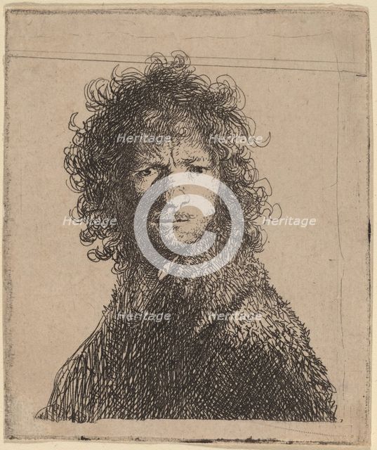 Self-Portrait, Frowning, 1630. Creator: Rembrandt Harmensz van Rijn.