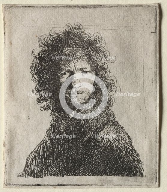 Self-Portrait Frowning: Bust, 1630. Creator: Rembrandt van Rijn (Dutch, 1606-1669).