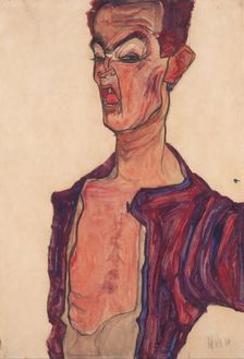 Self-Portrait, Grimacing, 1910. Artist: Schiele, Egon (1890–1918)