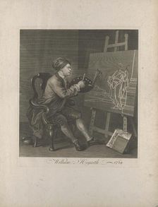 Self-portrait (Hogarth painting the Comic Muse), 1764. Creator: Hogarth, William (1697-1764)