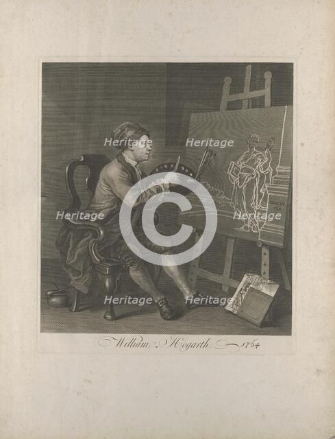 Self-portrait (Hogarth painting the Comic Muse), 1764. Creator: Hogarth, William (1697-1764).