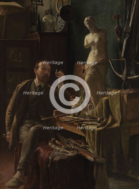 Self-Portrait in the Studio, 1885. Creator: Louis Van Engelen.