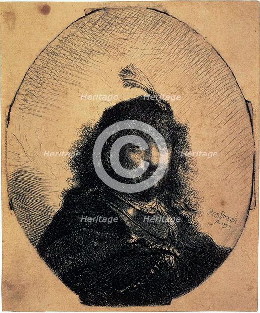 'Self-Portrait in a Cap with a Plume and a Sabre', 1634.  Artist: Rembrandt Harmensz van Rijn    