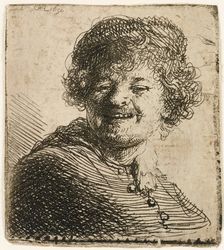 Self-portrait in a cap: laughing, 1630. Creator: Rembrandt Harmensz van Rijn