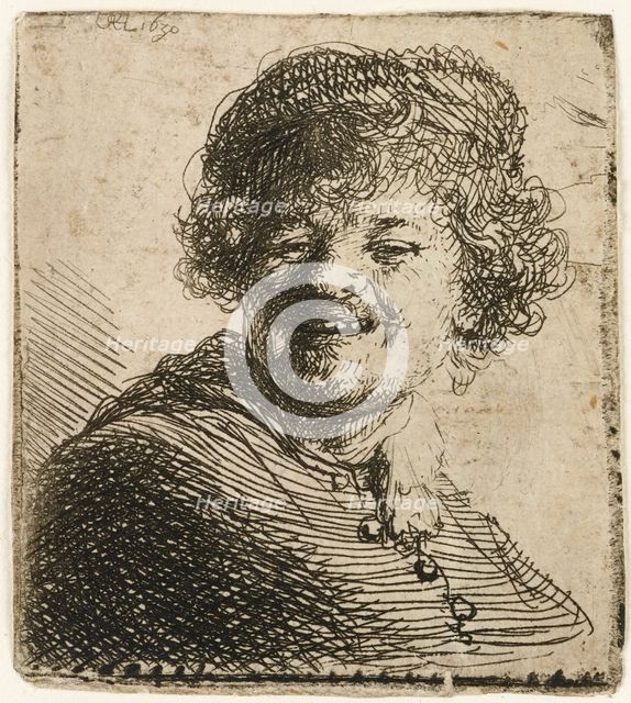 Self-portrait in a cap: laughing, 1630. Creator: Rembrandt Harmensz van Rijn.