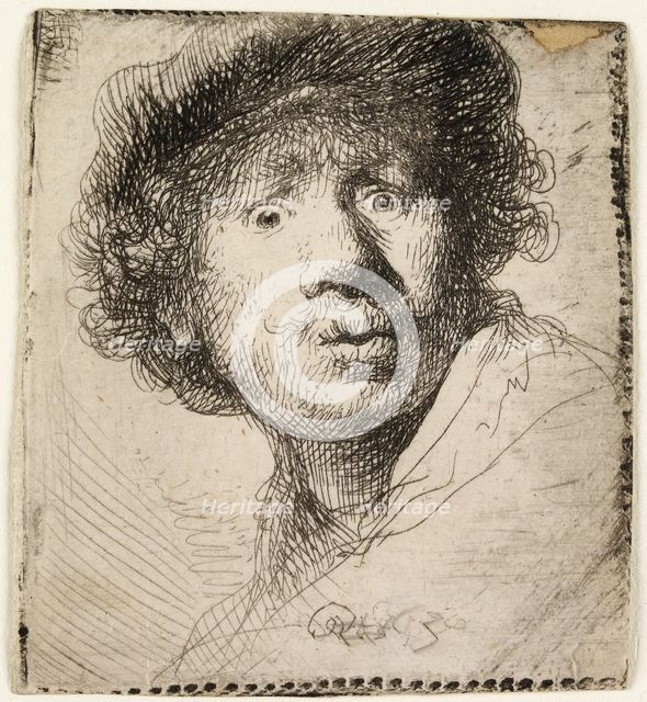 Self-portrait in a cap: open mouthed, 1630. Creator: Rembrandt Harmensz van Rijn.