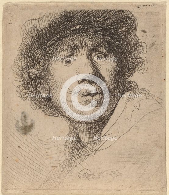 Self-Portrait in a Cap, Open-Mouthed, 1630. Creator: Rembrandt Harmensz van Rijn.