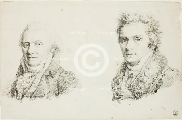 Self-Portrait in a Dark Cloth Coat and Self-Portrait in a Fur-Collared Coat, c. 1817. Creators: Jean Antoine Laurent, Charles-Philibert de Lasteyrie.