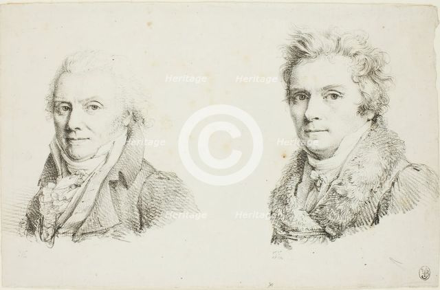 Self-Portrait in a Dark Cloth Coat and Self-Portrait in a Fur-Collared Coat, c. 1817. Creators: Jean Antoine Laurent, Charles-Philibert de Lasteyrie.