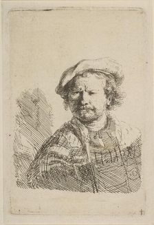 Self-Portrait in a Flat Cap and Embroidered Dress, ca. 1642. Creator: Rembrandt Harmensz van Rijn