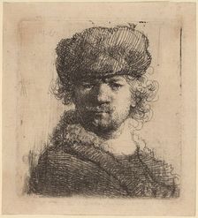 Self-Portrait in a Heavy Fur Cap, 1631. Creator: Rembrandt Harmensz van Rijn
