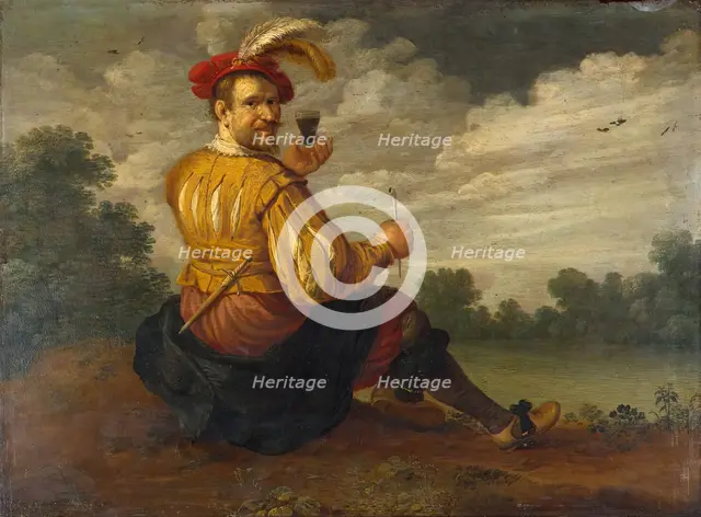 Self-Portrait in a Landscape, 1627. Creator: Joost Cornelisz Droochsloot.