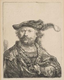 Self-Portrait in a Velvet Cap with Plume, 1638. Creator: Rembrandt Harmensz van Rijn