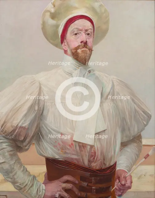 Self-Portrait in a White Attire, 1914. Creator: Jacek Malczewski.