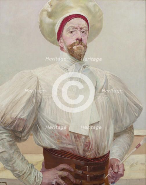 Self-Portrait in a White Attire, 1914. Creator: Jacek Malczewski.