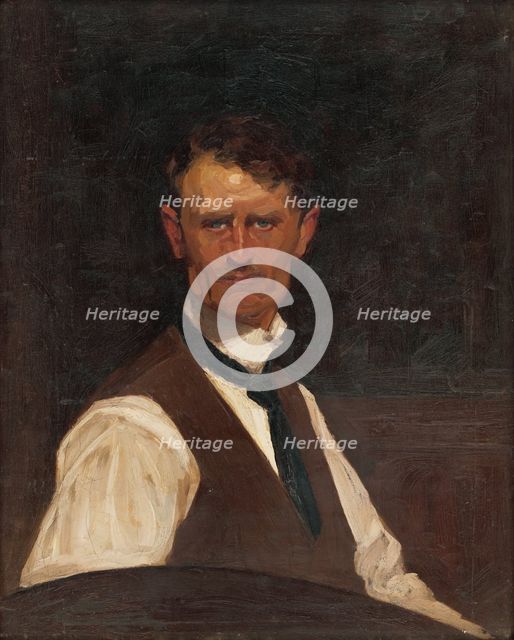 Self-Portrait in a White Shirt, 1910-1915. Creator: Eduard Putra.