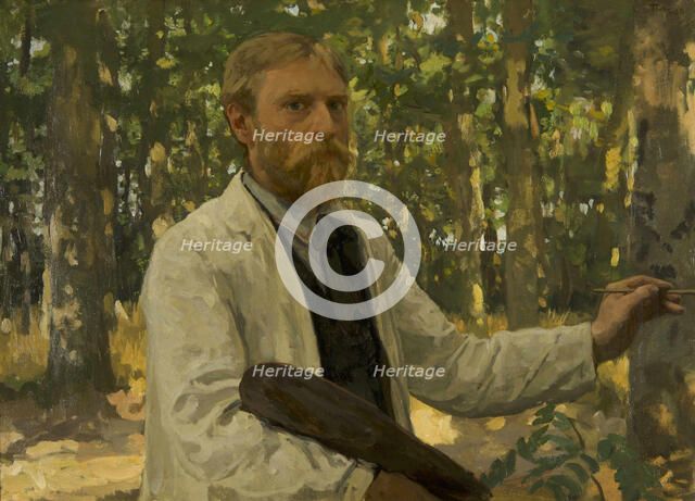 Self-portrait in a wooded landscape, 1895. Creator: Tholen, Willem Bastiaan (1860-1931).