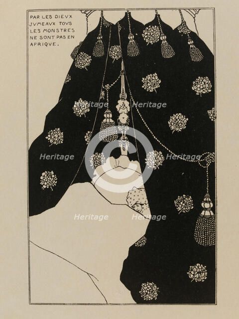 Self-Portrait in bed (Autoportrait au lit), 1894. Creator: Beardsley, Aubrey  .
