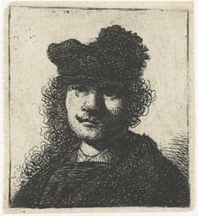 Self-Portrait in Cap and Dark Cloak: Bust, ca 1631. Creator: Rembrandt van Rhijn (1606-1669)