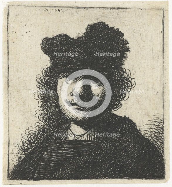 Self-Portrait in Cap and Dark Cloak: Bust, ca 1631. Creator: Rembrandt van Rhijn (1606-1669).