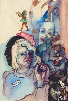 Self-portrait (in fantastic company), 1931. Creator: Lohse-Wächtler, Elfriede (1899-1940)