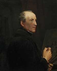 Self-portrait in front of the easel, 1848. Creator: Ferdinand Georg Waldmuller