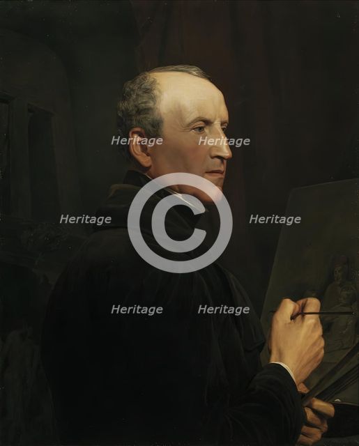 Self-portrait in front of the easel, 1848. Creator: Ferdinand Georg Waldmuller.