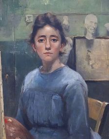 Self-Portrait in front of the Easel, 1887. Creator: Augusta Rossmann
