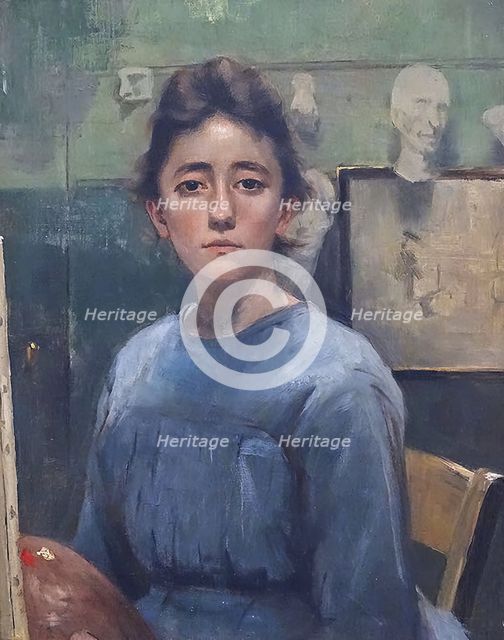 Self-Portrait in front of the Easel, 1887. Creator: Augusta Rossmann.