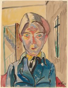 Self-Portrait in Front of Stairs (Selbst vor Treppe), 1922. Creator: Walter Gramatté