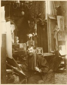 Self-Portrait in His Studio, Rue du Val-de-Grâce, Paris, negative 1899; print about 1980. Creator: Alphonse Mucha