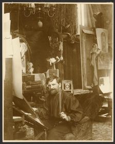 Self-Portrait in His Studio, Rue du Val-de-Grâce, Paris, negative 1899; print about 1980. Creator: Alphonse Mucha