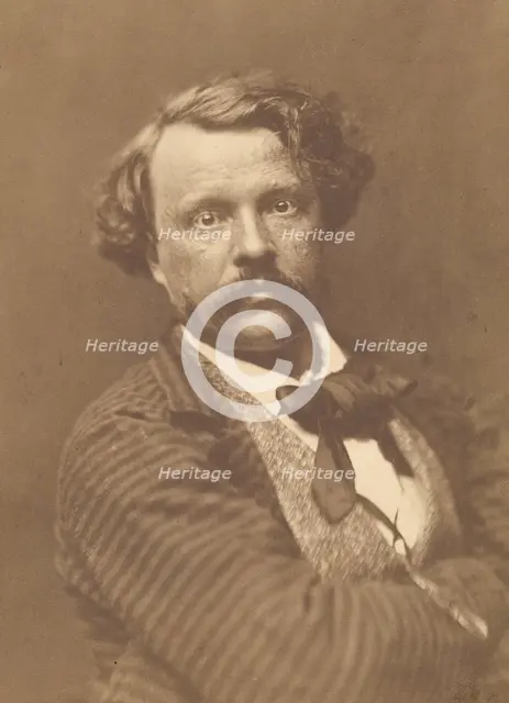 Self-portrait in striped coat, about 1856-1858. Creator: Nadar.