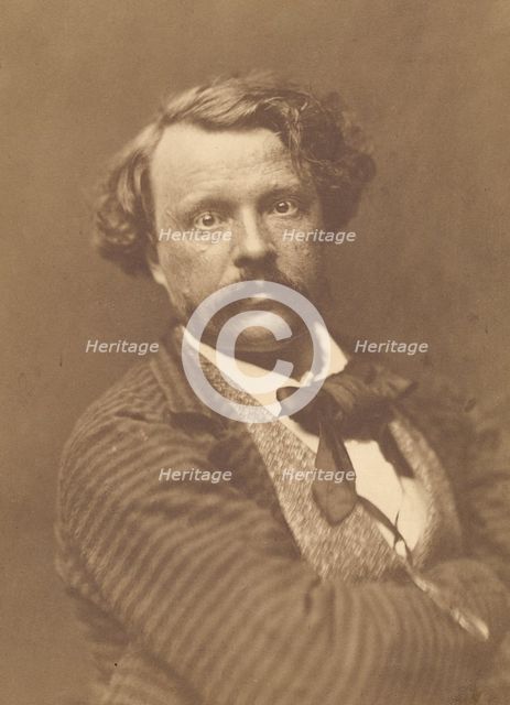 Self-portrait in striped coat, about 1856-1858. Creator: Nadar.
