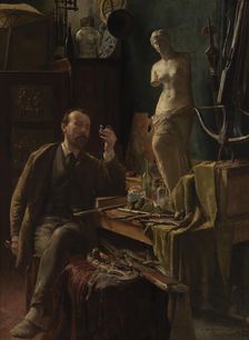 Self Portrait in Studio, 1885. Creator: Louis Van Engelen
