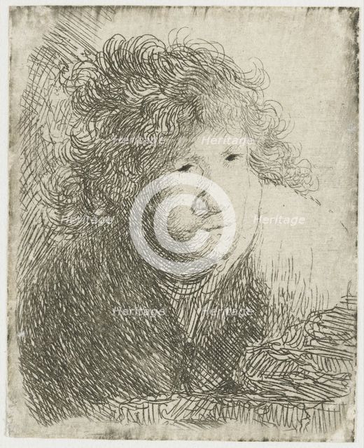 Self-Portrait, Leaning Forward, Listening, 1628. Creator: Rembrandt van Rhijn (1606-1669).