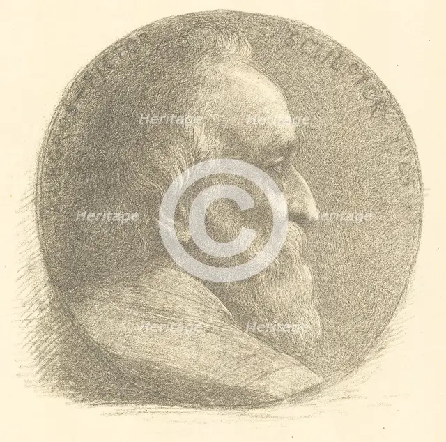 Self-Portrait, Medallion, No.1, 9th plate, 1905. Creator: Alphonse Legros.
