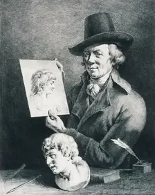 Self Portrait of the Artist Holding a Portrait of his Wife, 1796. Creator: Jean-Jacques de Boissieu