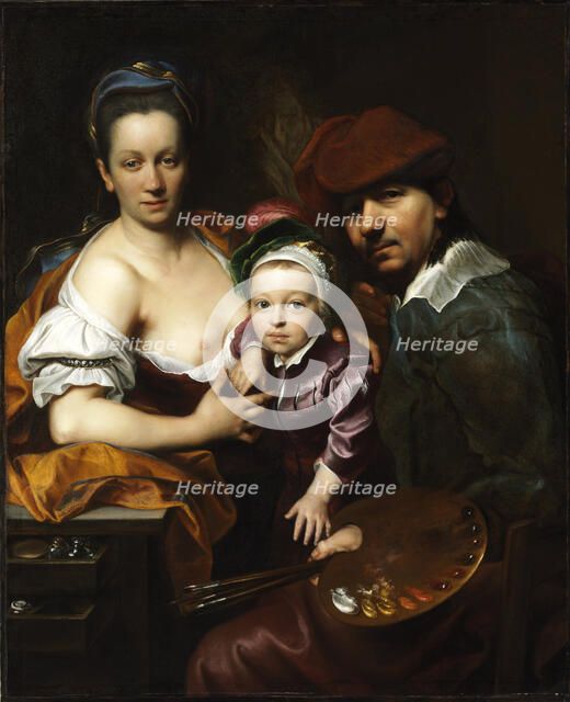 Self-Portrait of the Artist with His Wife and Son, c1719. Creator: Kupecky (Kupetzky), Jan (Johann) (1667-1740).