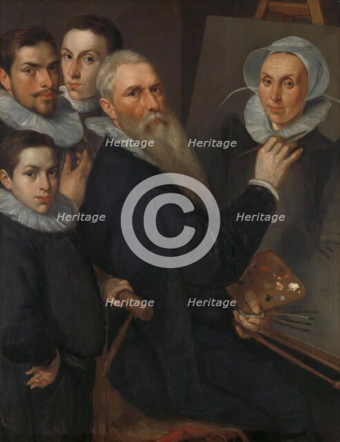Self-Portrait of the painter with his family, 1594. Creator: Delff, Jakob Willemsz., the Elder (1550-1601).