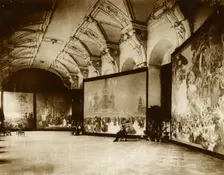 Self-Portrait of Alphonse-Marie Mucha at the First Exhibition of the \Slavs Epic\ at...about 1980. Creator: Alphonse Mucha