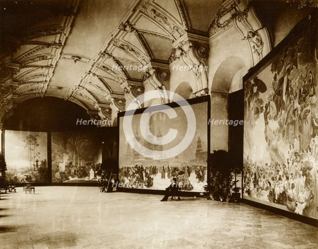 Self-Portrait of Alphonse-Marie Mucha at the First Exhibition of the \Slavs Epic\ at...about 1980. Creator: Alphonse Mucha.