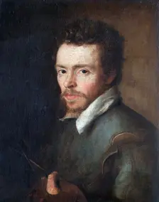 Self-portrait of an unknown painter with palette and brushes, 1596. Artist: Cornelius Ketel