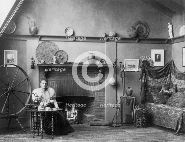 Self-portrait of photographer Frances Benjamin Johnston in her studio at...Washington, D.C., c1900. Creator: Frances Benjamin Johnston.