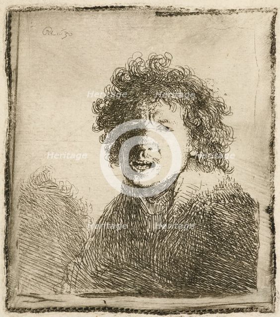 Self-portrait open mouthed, as if shouting: bust, 1630. Creator: Rembrandt Harmensz van Rijn.