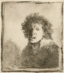 Self-portrait open mouthed, as if shouting: bust, 1630. Creator: Rembrandt Harmensz van Rijn